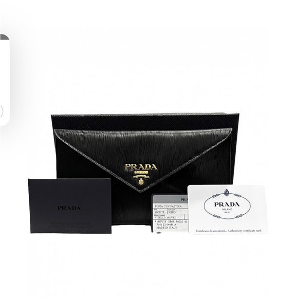 SOLD - Prada Logo Vitello Move Leather Envelope Long Wallet - Picture 7 of 7
